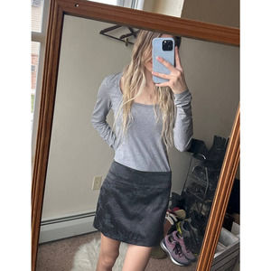 Wet Seal Floral Applique Patterned Black Mini Skirt